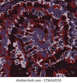 Tie Dye Swirl Vector. Hypnotic Twist. Red Painting. Bohemian Shibori Illustration. Crimson Ornament. Watercolor Brush Effect. Cherry Psychedelic Circle. Magenta Tribal Fabric.
