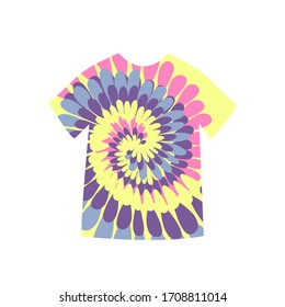 Tie Dye T-Shirt Spirals. flat vector trend illustration