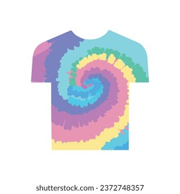 Tie dye t-shirt vector illustration in cartoon style. Flat icon design for mobile app and web sites.