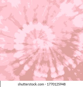 Tie Dye Twist Vector. Beautiful Fashion Bohemian Painting. Spiral Watercolor Pattern. Pink Vector Fabric. Floral Hand Drawn Effect. Rose Ink Twist. Trendy Aquarelle Bohemian Texture.