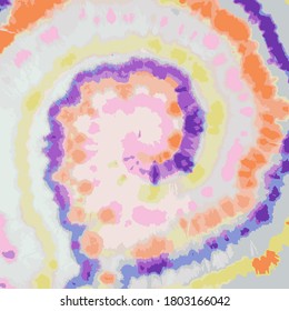 Tie Dye Twist Vector. Fantasy Fashion. Swirled Dyed Vector Print. Abstract Dyed Fabric. Organic Acrylic Texture. Trendy Aquarelle Bohemian Pattern. Beautiful Fashion Bohemian Painting.