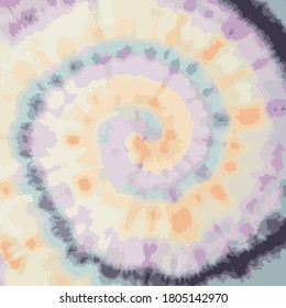 Tie Dye Twist Vector. Organic Fantasy Bohemian Painting. Spiral Watercolor Pattern. Abstract Dyed Fabric. Beautiful Acrylic Fabric. Artistic Fashion. Magic Fashion Bohemian Pattern.