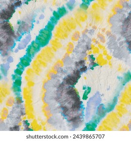 Tie Dye Vector Art. White Yellow Tie Dye. Blaugelber Wirbel. Graues nahtloses Hemd. Graues Hemd Aquarell. Vektor-Farbstoff-Hintergrund gelb-graue Batik. Nahtloses Tiedye-Muster. Blaue Vektor grüne Krawatte Färbung.