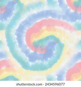 Tie Dye Vector. Blue Color Swirl Pattern. Psychedelic Soft Pattern. Blue 1960 Tye Dye. Tie Dye Swirl. Spiral Seamless Tiedye. Seamless Tiedye Pattern. Fabric Batik Paint. Spiral Unicorn Background