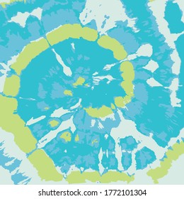 Tie Dye Vector. Bohemia Spiral. Green Washed Out Effect. Blue Watercolor Gems. Blue Spiral Tie-Dye. Turquoise Shibori Spiral Vector. Blue