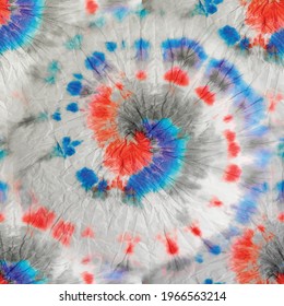 Vector de tinte de abono Boho. Impresión transparente azul de fondo teñido de vectores. Giro Círculo Rojo. Ojo De Teja Blanco Círculo Gris. Spiral Dyed Batik. Tinta sucia de vectores. Color De Agua Azul Swirl. Repetir el tinte sin inconvenientes.