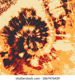Vector de tintes. Antecedentes étnicos. Ornamento De Mano Amarilla. Cepillo de Batik Gris. Diseño de tinte. Tela teñida de espacio. Impresión de vectores. Círculo de tintes. Tinta texturada. Hippie Fabric.