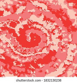 Tie dye Vector. Ethnic Print. Red Artistic Decoration. Red Ink Textured. Tie Dye Texture. Batik Brush. Vector Boho Rug. Tie Dye pattern. Space Dyed Fabric.