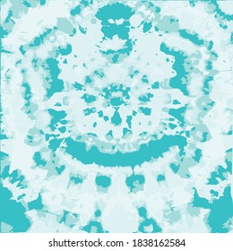 Tie dye Vector. Ethnic Print. Turquoise Artistic Shirt Print. Aqua Ink Textured. Tie Dye Spiral. Space Dyed Fabric. Vector Textile print. Tie Dye Print. Hippie Fabric.