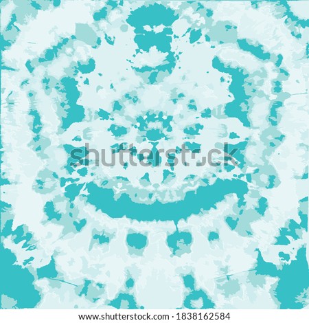 Tie dye Vector. Ethnic Print. Turquoise Artistic Shirt Print. Aqua Ink Textured. Tie Dye Spiral. Space Dyed Fabric. Vector Textile print. Tie Dye Print. Hippie Fabric.