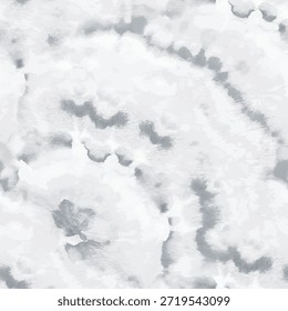 Vector de tinte de corbata. Tie Dye Grey Spiral. Remolino de nieve sin costuras. Tinte de rayas brillantes. Pintura de remolino gris. Arte Tie Dye. Sucio y redondo Die. Vector Soft Print. Naturaleza blanca espiral. Fondo de desenfoque de Vector