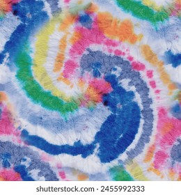 Tie Dye Vector. Multi Color Swirl Pattern. Spiral Seamless Tiedye. Gradient Red Pattern. Fabric Print Swirl. Blue 1960 Tye Dye. Seamless Tiedye Pattern. Tie Dye Swirl. Vector Bright Watercolor