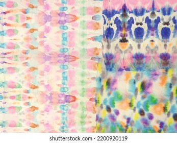 Tie Dye Vector. Pastel Oriental Watercolour. Pink Ethnic Patchwork Texture. Vector Patch Pattern. Blue Stripe Pattern. Dip Tie Dye Texture. Multi Color Water Effect. Dip Tiedye Print. Tie Dye Vector