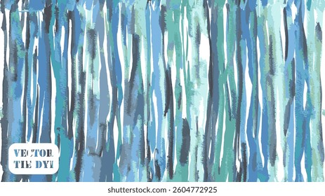 Tie Dye Vector Pattern.  Blue and Indigo Africa Lines. Geometric Zebra Stripes Abstract Background. Textile Gradient. Brush Stroke Animal Skin Repeat Print.  Watercolor Seamless Digital Ikat Texture. 