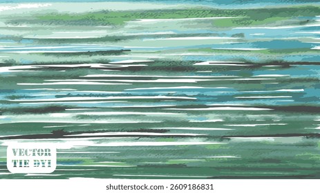Tie Dye Vector Pattern.  Green Teal Watercolor Seamless Digital Ikat Texture.  Geometric Zebra Stripes Abstract Background. Africa Lines. Textile Gradient. Brush Stroke Animal Skin Repeat Print. 