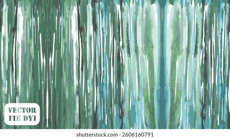 Tie Dye Vector Pattern.  Textile Gradient. Brush Stroke Animal Skin Repeat Print.  Green Teal Geometric Zebra Stripes Abstract Background. Africa Lines. Watercolor Seamless Digital Ikat Texture. 