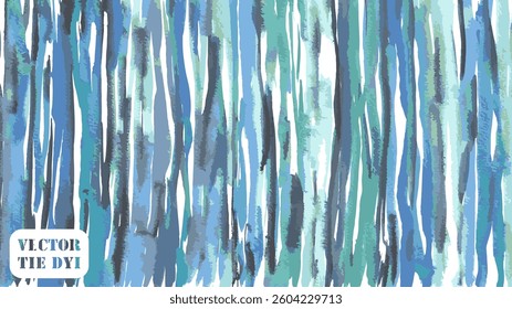 Tie Dye Vector Pattern.  Watercolor Seamless Digital Ikat Texture.  Africa Lines. Textile Gradient. Brush Stroke Animal Skin Repeat Print.  Blue and Indigo Geometric Zebra Stripes Abstract Background.
