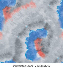 Tie Dye Vector Shirt. Seamless Fabric Texture. Grey Seamless Print. Blue Circle Brush Tie Dye. Spiral Dye Background Circle Dyed Print. Pink Spiral Swirl. Dirty Vector Tie Die. Pink Swirl Watercolor.