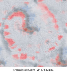 Remolino de Vector Tie Dye. Espiral azul en espiral. Colorido patrón de grunge. Tinte gris de corbata de espiral. Sucio e interminable Shibori. Impresión sin costuras rosa. Fondo de remolino azul. Fondo de tinte de círculo Círculo teñido Batik.