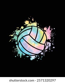 Tie dye volleyball sport t-shirt design.