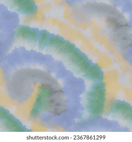 Tie Dye Yellow Art. Gray Shirt Watercolor. Seamless Spiral Pattern. Gray Vector Swirl. Brush Yellow Shibori. Blue Seamless Print. Vector Dye Background Yellow Grey Print. Blue Vector White Tie Dye.