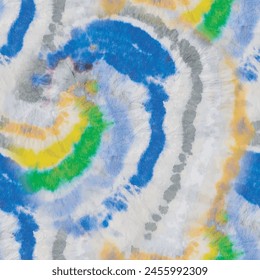 Tie Dye Yellow Boho. Vector Green Tie Dye. Colorful Fabric Pattern. Vector Dyed Print. Brush Yellow Background. Tye Yellow Shibori. Blue Grunge Swirl. Gray Shirt Watercolor. Seamless Tie Dye Print.