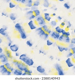 Tie Dye Yellow Swirl. Tie Dye Swirl Circle. Circle Tie Dye Batik. Dyed Flag Print. Spiral Blue Circle. Blue Tie Dye Curve. Ukraine Dyed Tiedye. Blue Vector Pattern. Vector Old Boho Background.