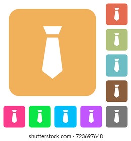 Tie flat icons on rounded square vivid color backgrounds.