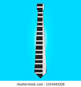 Tie in the form of piano keys, on a blue background, vector