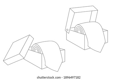 Ataque en una caja de regalo. Dos opciones para los cuadros. Contorno a una imagen simple, en blanco y negro.