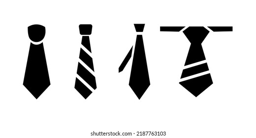 Tie glyph sign. Necktie vector icon. black illustration isolated on white background for graphic and web design.