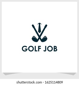 tie and golf icon logo design vector, golf job sport logo design template