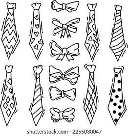 tie handrawn vector illustrations,doodle art style