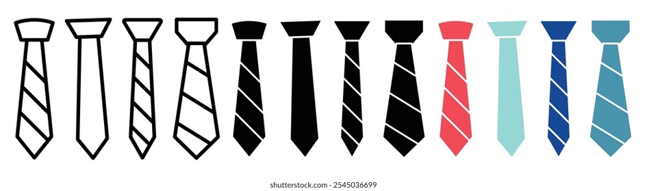 Tie icon in black and colored versions.