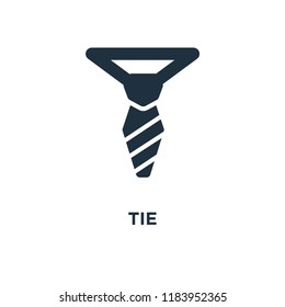 Tie icon. Black filled vector illustration. Tie symbol on white background. Can be used in web and mobile.