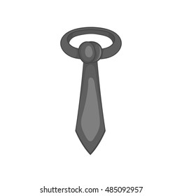 Tie icon in black monochrome style isolated on white background. Accessory symbol vector illustration