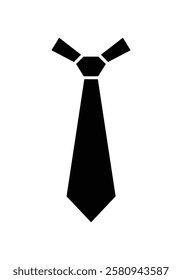 Tie icon. Black Tie silhouette vector illustration isolated on white background.