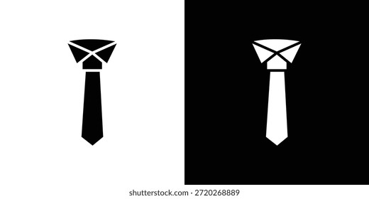 Icono de corbata. Icono de diseño plano simple en blanco y negro