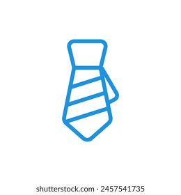 Tie icon with blue line design on white background