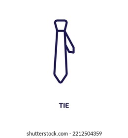 icono de atar de la colección de ropa. Corbata lineal delgada, vestido, icono de contorno de colección aislado en fondo blanco. Signo de corbata vectorial de línea, símbolo para web y móvil