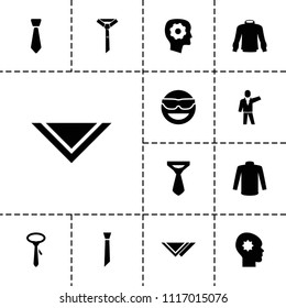 Tie icon. collection of 13 tie filled icons such as sweater, cravat, gear in head, emot in sun glasses. editable tie icons for web and mobile.