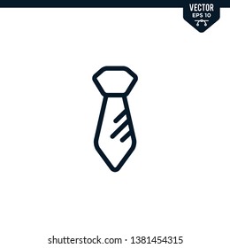 Tie icon collection in outlined or line art style, editable stroke vector
