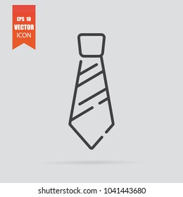 Tie icon in flat style isolated on grey background. For your design, logo. Vector illustration.