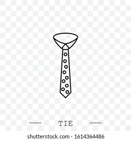 Tie Icon line, linear Vector Illustration On white Background Eps 10. Tie Icon in trendy style isolated. 
Necktie symbol for your web site design, logo, app, UI. Vector illustration, EPS 10. black