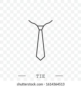 Tie Icon line, linear Vector Illustration On white Background Eps 10. Tie Icon in trendy style isolated. 
Necktie symbol for your web site design, logo, app, UI. Vector illustration, EPS 10. black