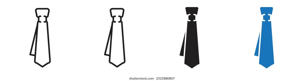 Tie icon linear graphics set vector in black