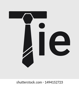 Tie Icon logo template design in trendy flat style