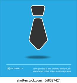 Tie icon on blue background. Necktie symbol. Isolated vector illustration EPS 10.