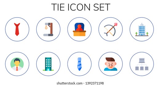 tie icon set. 10 flat tie icons.  Simple modern icons about  - man, gallow, office, boss, bow, father, offices