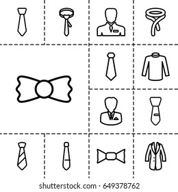 Tie icon. set of 13 outline tieicons such as sweater, tie, bow tie, businessman